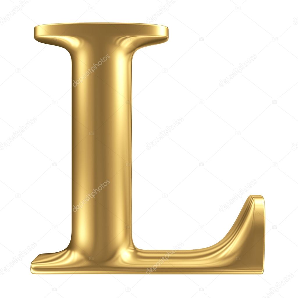 Golden matt letter L, jewellery font collection