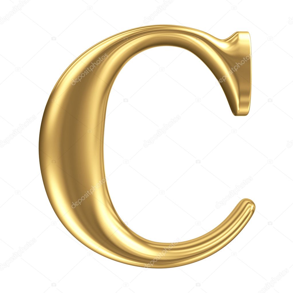 Golden matt letter C, jewellery font collection