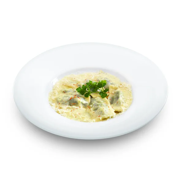 Heerlijke warme gezond vegetarisch ravioli — Stockfoto