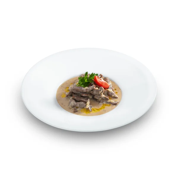 Lecker scharfer Rindfleisch-Stroganoff — Stockfoto