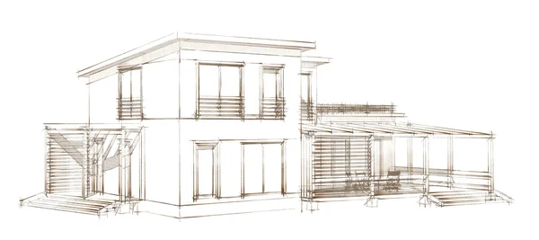 Le projet de maison résidentielle. Image 3D . — Photo