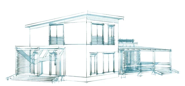 Το έργο του κατοικημένη σπίτι. 3D εικόνας. — Φωτογραφία Αρχείου