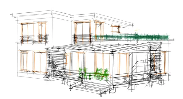 Le projet de maison résidentielle. Image 3D . — Photo