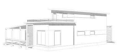 Konut ev projesi. 3D görüntü.