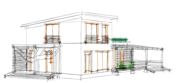 Le projet de maison résidentielle. Image 3D . — Photo