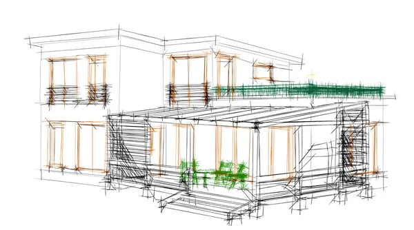 Le projet de maison résidentielle. Image 3D . — Photo