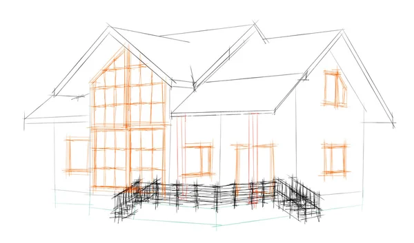 Maison en bois. rendu du modèle 3d. Isolation sur le dos blanc Images De Stock Libres De Droits