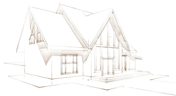 Casas modernas a lapiz | plano arquitectónico de la fachada de una casa