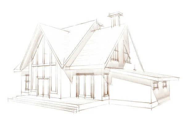 Das Projekt des Wohnhauses. 3D-Bild. — Stockfoto