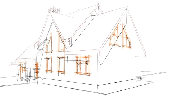 Das Projekt des Wohnhauses. 3D-Bild. lizenzfreie Stockfotos