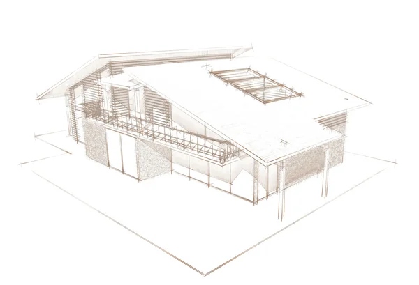 Maison en bois. rendu du modèle 3d. Isolation sur le dos blanc — Photo