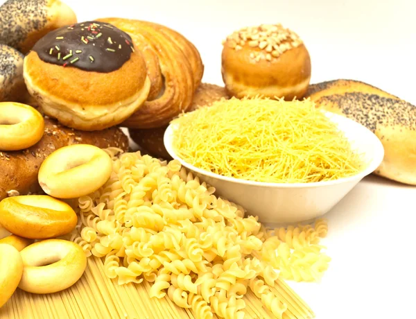 Assortment of baked bread and pasta — Stock Photo, Image