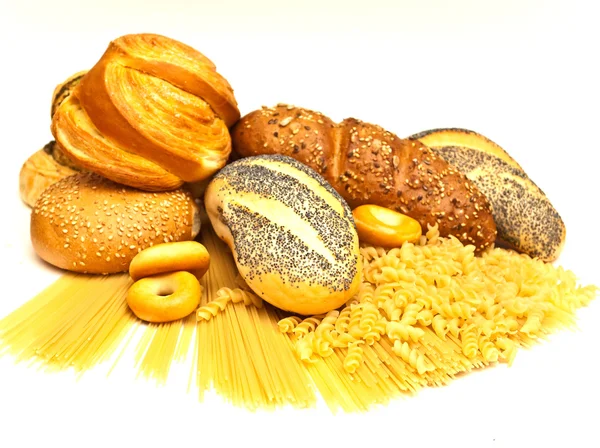 Sortiment aus gebackenem Brot und Nudeln — Stockfoto