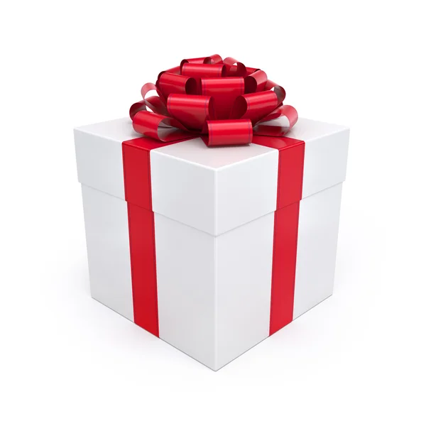 Gift Box with Red Bow Isolated — Stock Photo, Image