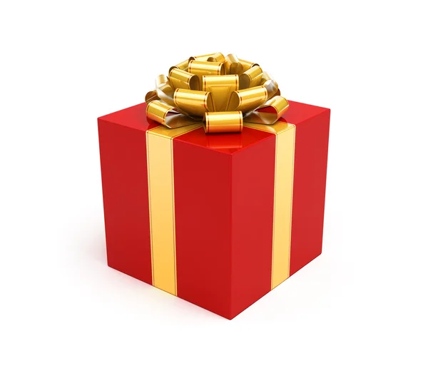 Gift Box with Gold Bow — Stock Photo, Image