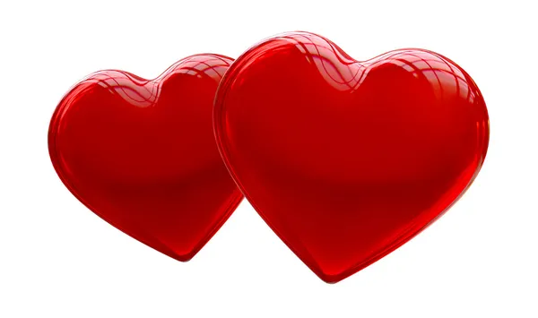 Dos corazones de cristal rojo — Foto de Stock