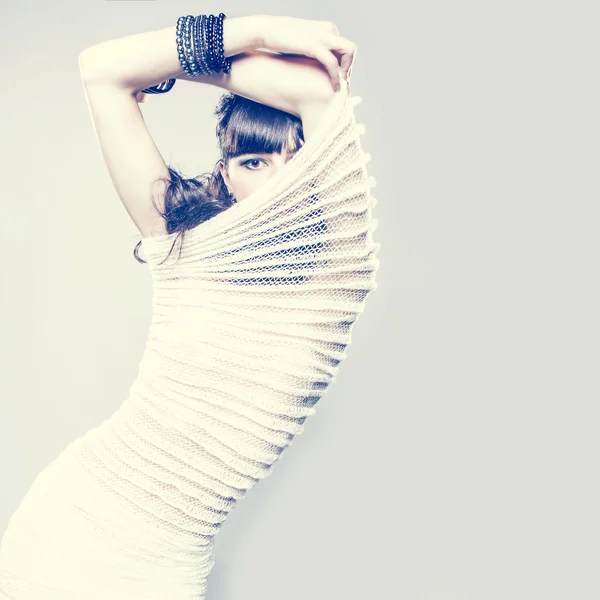 Young brunette lady with luxury accessories