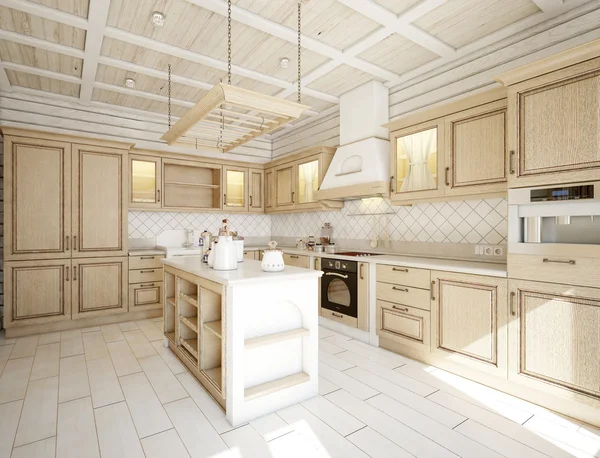 Kitchen in luxury home with white cabinetry — Stock Photo, Image