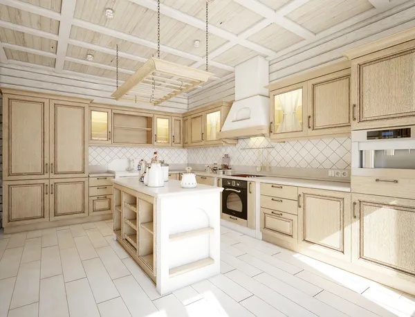 豪華な白いキャビネットと家の台所 ストック画像