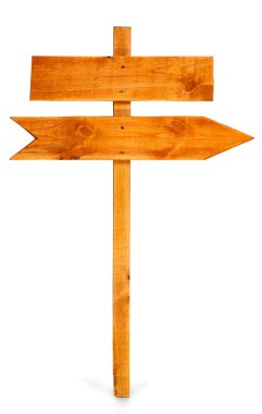 ahşap tabela - beyaz arka plan üzerinde izole