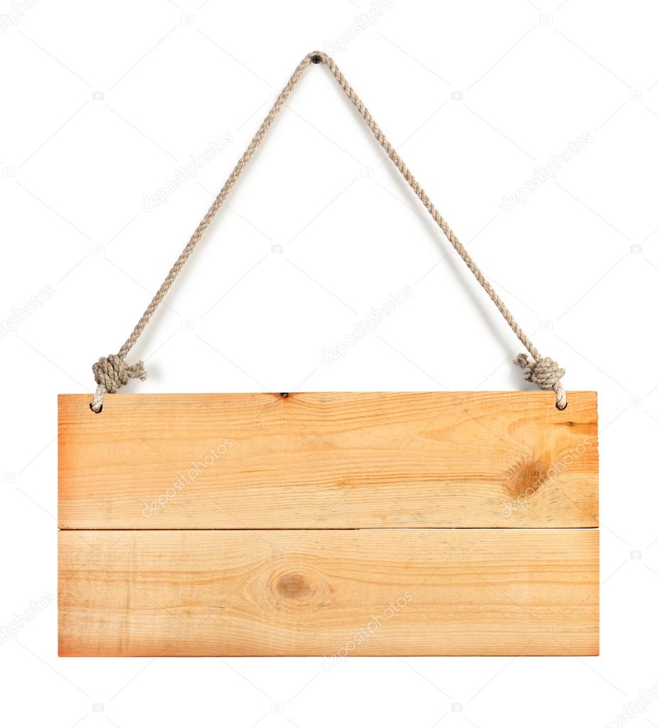 Blank Wooden Sign Hanging On A Rope, Hanging Wooden Sign