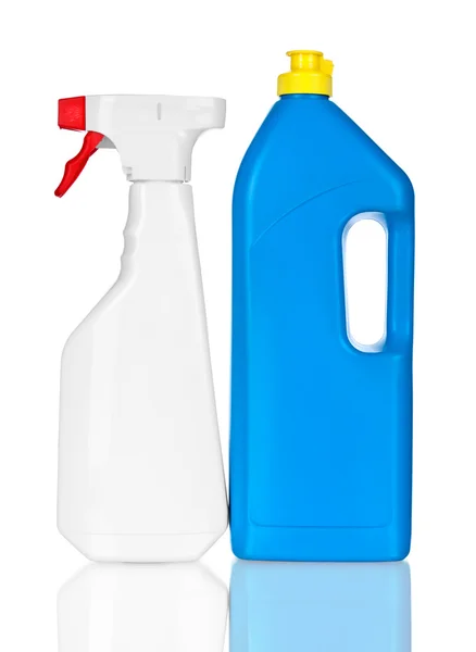 Detergent plastic bottle with cleaning — Stock Photo, Image