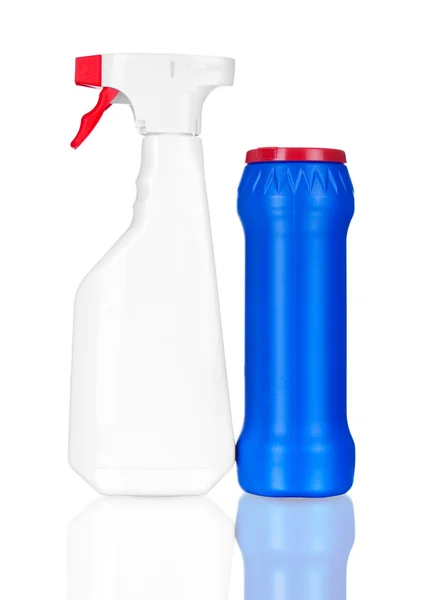 Detergent plastic bottle with cleaning — Stock Photo, Image