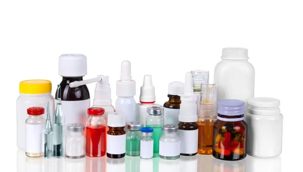 Botellas médicas con ampollas médicas —  Fotos de Stock