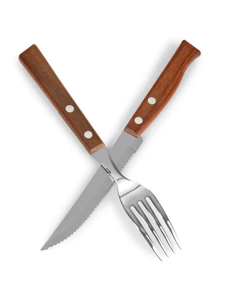 Srebrny widelec i nóż — Zdjęcie stockowe