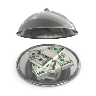 Restoran cloche dolarlık banknotlar ile