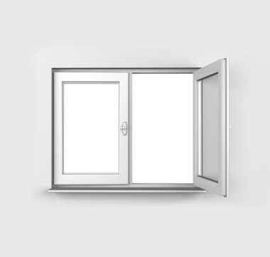 3D beyaz açılan pencereden içeri