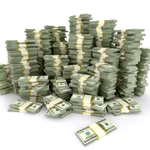 3d illustration of dollars stack over white background — Stock Photo, Image