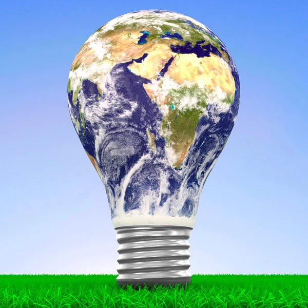 Metáfora de energia ecológica - lâmpada 3D — Fotografia de Stock