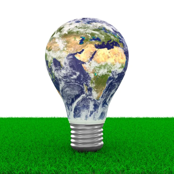 Eco energy metaphor - 3D lightbulb — Stock Photo, Image