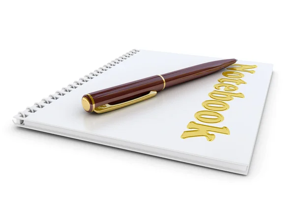 A pen and notebook isolated on a white background — Stock Photo, Image