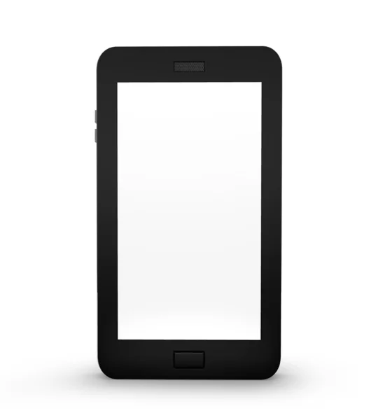 Black smartphone isolated on white background. Smart phone with blank white screen, 3d render. — Stock Photo, Image
