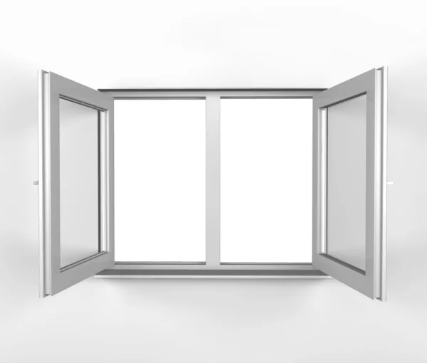 3D bílé otevřené okno z uvnitř — Stock fotografie