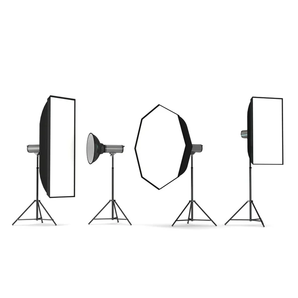 Selection of lighting equipment isolated on a white background — Stock Photo, Image