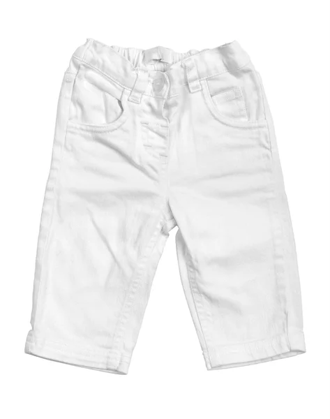 Ropa para niños - jeans aislados sobre fondo blanco . — Foto de Stock