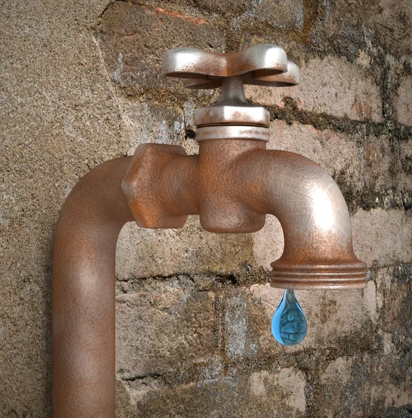 Старий іржавий водопровідний кран — стокове фото