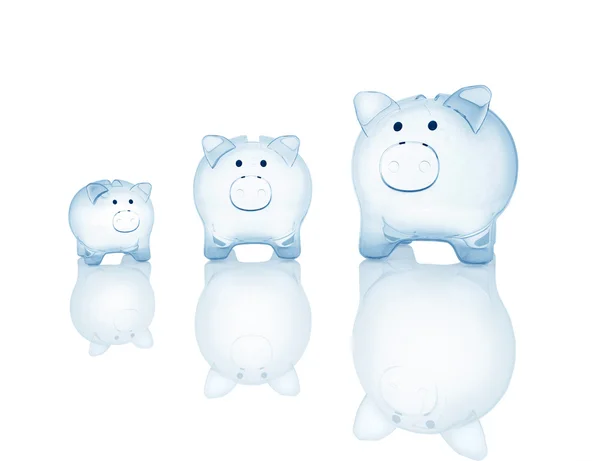 Piggy bank met munt, wit — Stockfoto