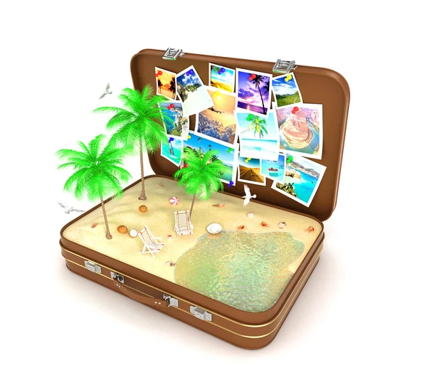 3d open travel suitcase — Stock Photo, Image