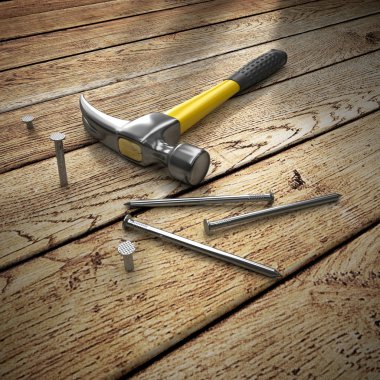 beyaz zemin üzerine sarı çekiç