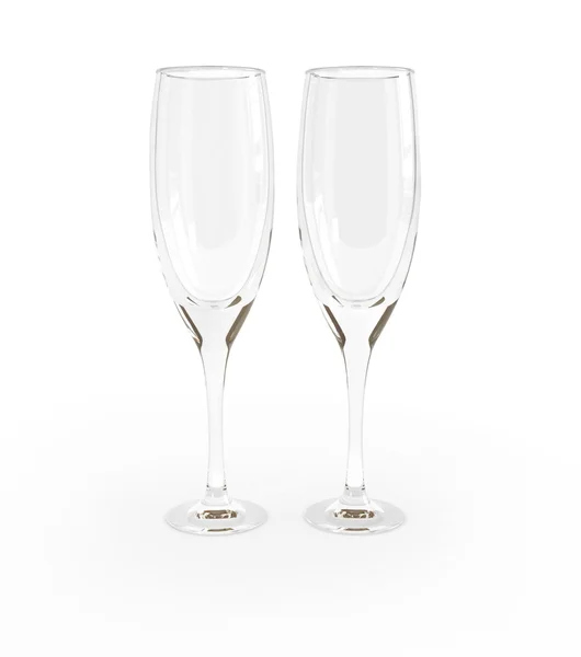 Two champagne glasses isolated on white — Stock Photo, Image