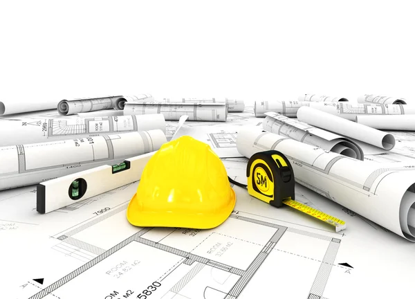 Construction plan in roll — Stock Photo, Image