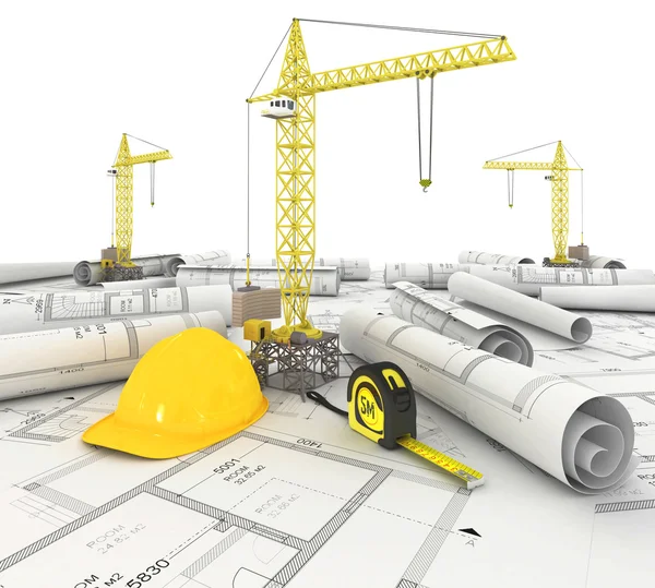 Construction plan in roll — Stock Photo, Image