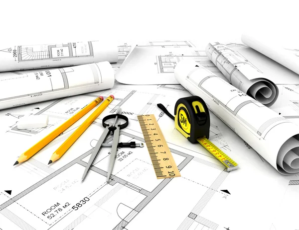 Construction plan in roll Royalty Free Stock Photos