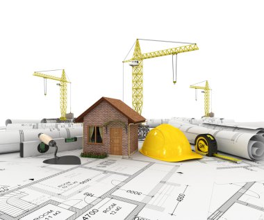 ölçek ve kalem ile rulo planında İnşaat