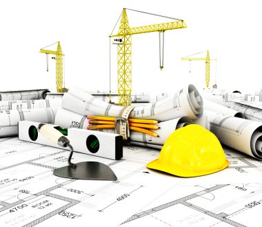 rulo üzerinde beyaz izole planında İnşaat