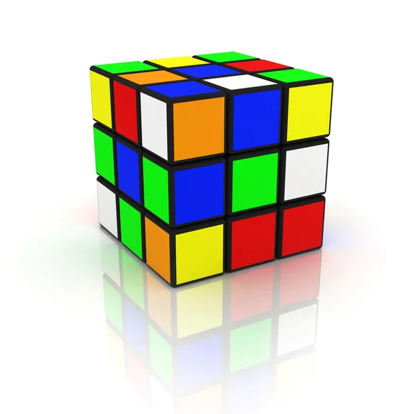 흰색 배경에 Rubiks 큐브 — 스톡 사진